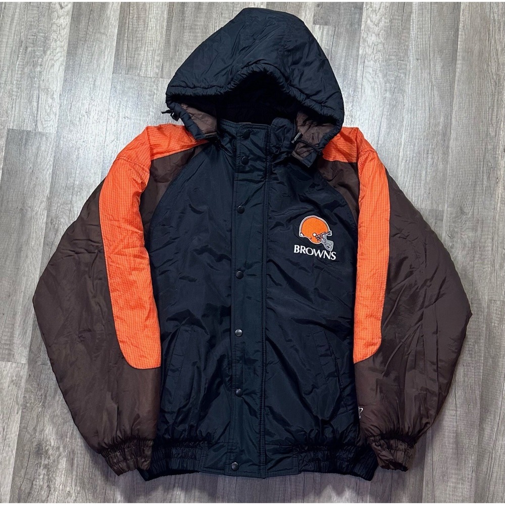 Vintage NFL Cleveland Browns Football Puffer Jacket RARE Logo Athletic Large‎